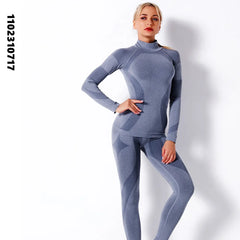 Women Winter Thermal Underwear For Sports Ski Fitness Quick Dry Thermo Turtleneck FemaleKnitted Long Johns Set Clothes SK003