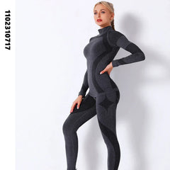 Women Winter Thermal Underwear For Sports Ski Fitness Quick Dry Thermo Turtleneck FemaleKnitted Long Johns Set Clothes SK003