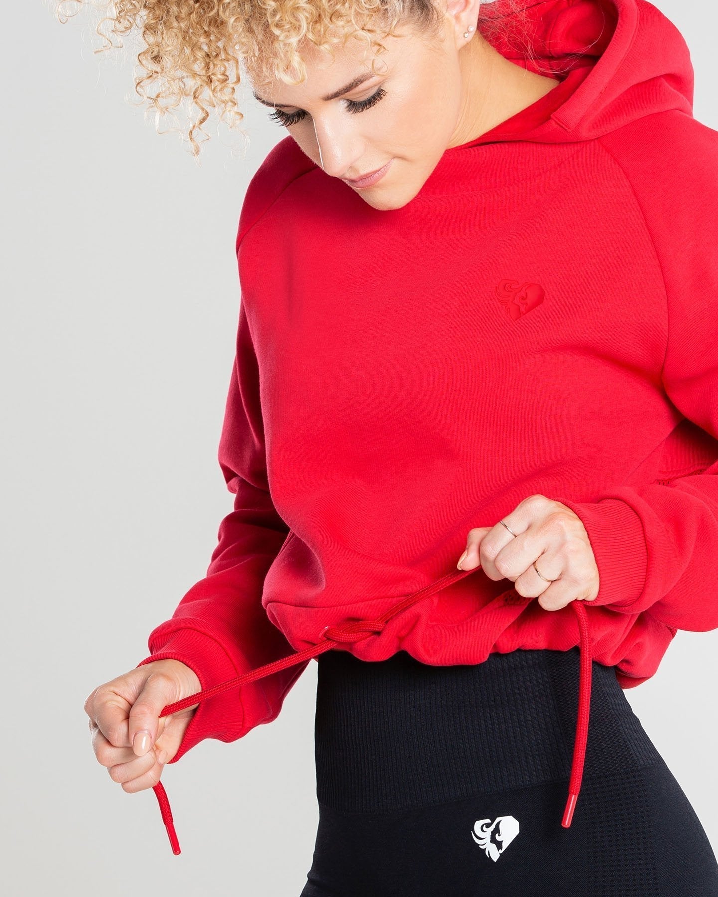 True Mesh Cropped Hoodie | Red