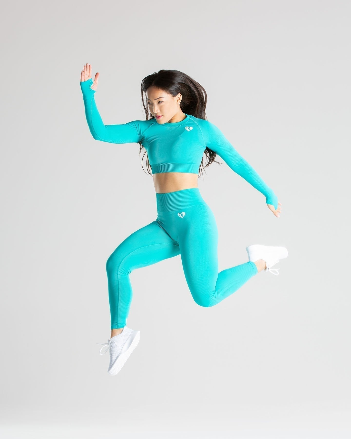 Power Seamless Long Sleeve Crop Top | Ceramic Turquoise