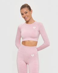 Move Seamless Long Sleeve Crop Top | Light Pink Marl