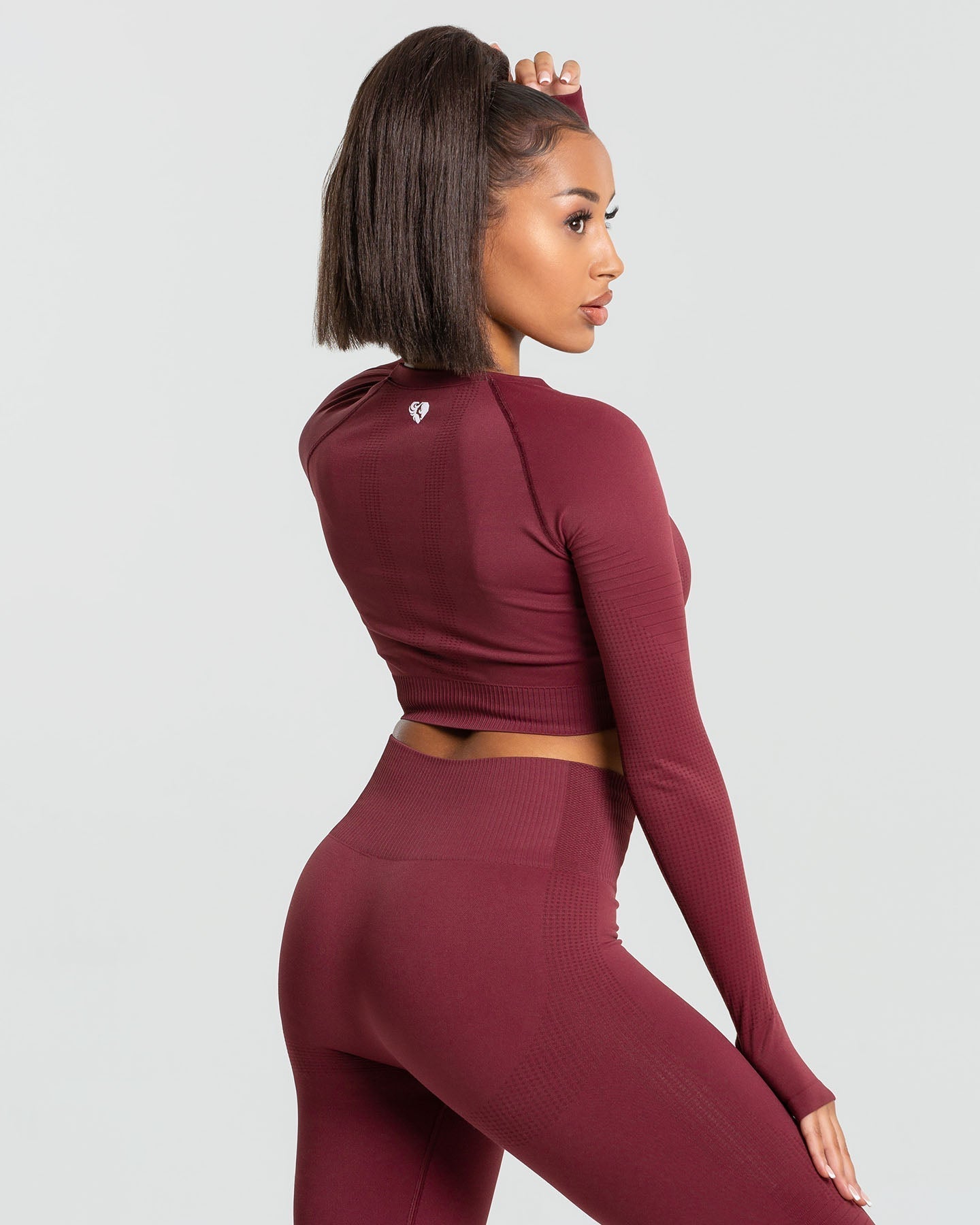 Power Seamless Long Sleeve Crop Top | Burgundy