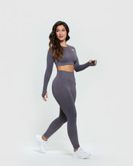 Power Seamless Long Sleeve Crop Top | Charcoal